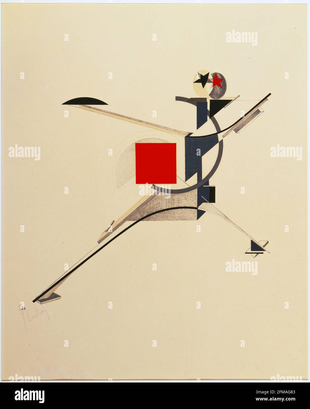 El Lissitzky. (Russian, 1890-1941). Neuer (New Man) from Figurinen, die Plastische Gestaltung der elektro-mechanischen Schau 'Sieg über die Sonne' Stock Photo