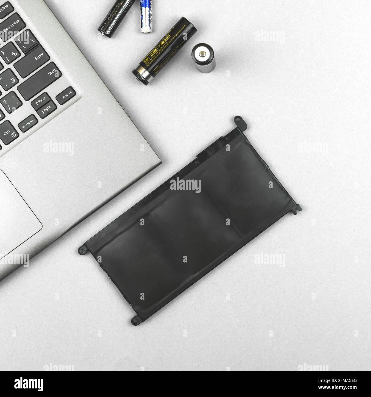 Laptop battery replacement, laptop repair and maintenance background,  workshop concept, top view Stock Photo - Alamy