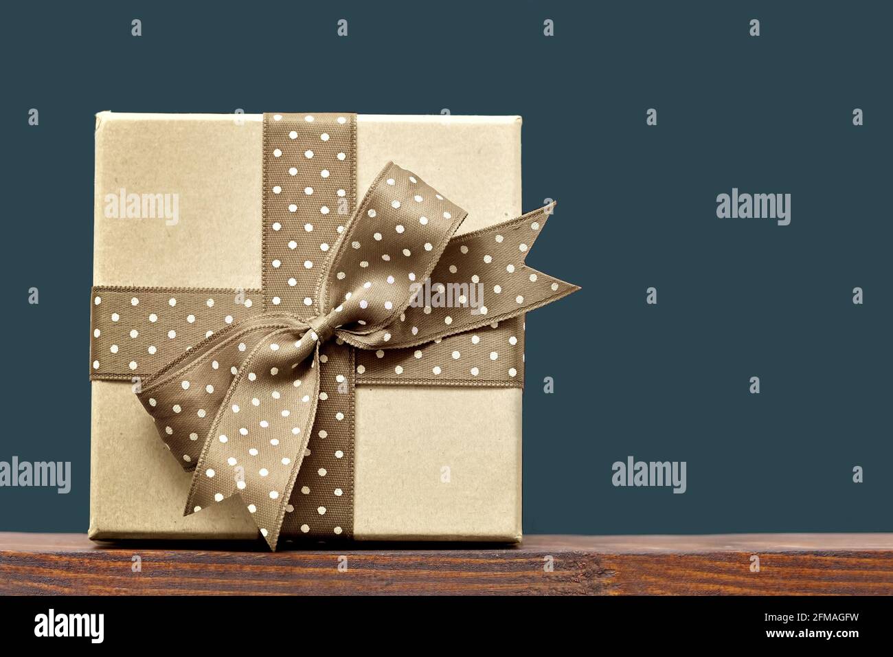 Fathers Day gift box on dark gray background with copy space Stock Photo