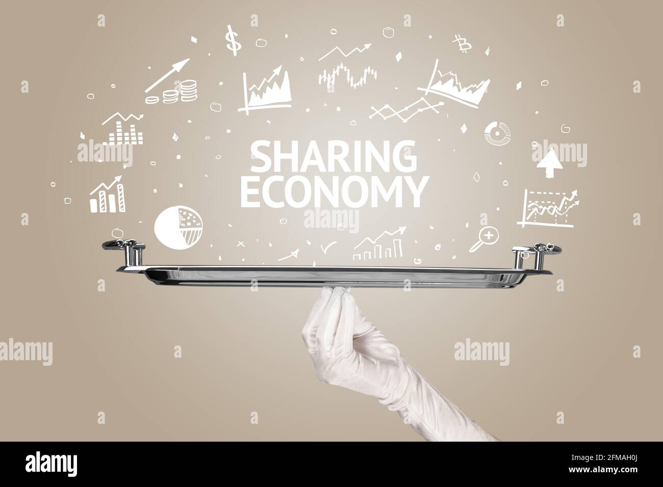 Waiter serving business idea concept Stock Photo