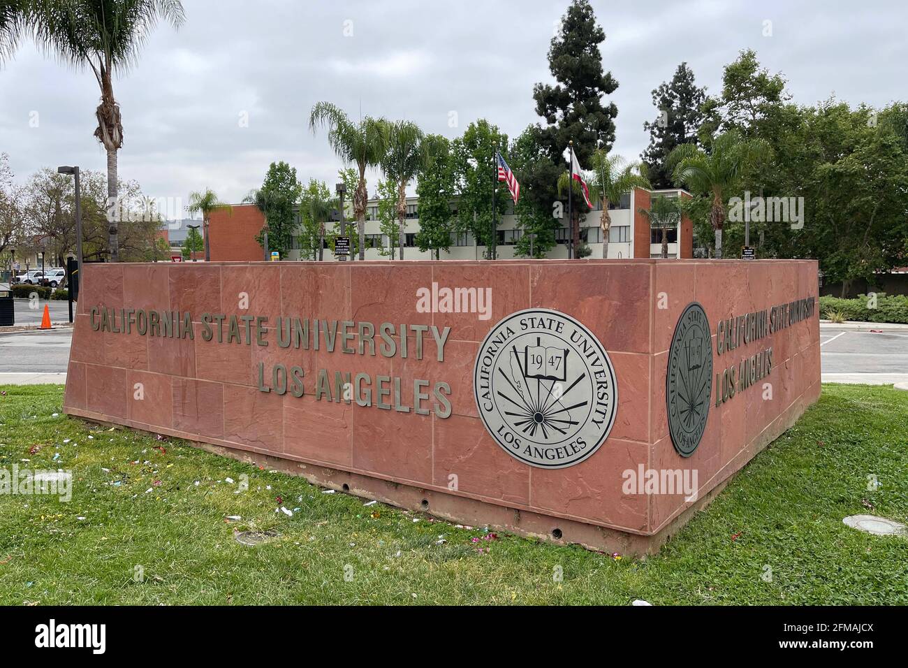 A sign at the entrance to Cal State LA, Friday, May 7, 2021, in Los Angeles. Stock Photo