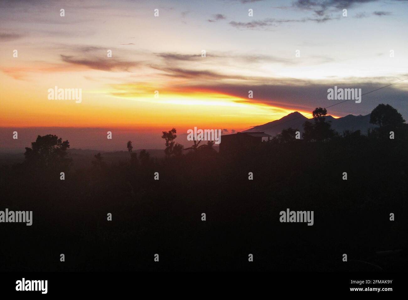 Sunrise from the top of mount Batur Stock Photo - Alamy