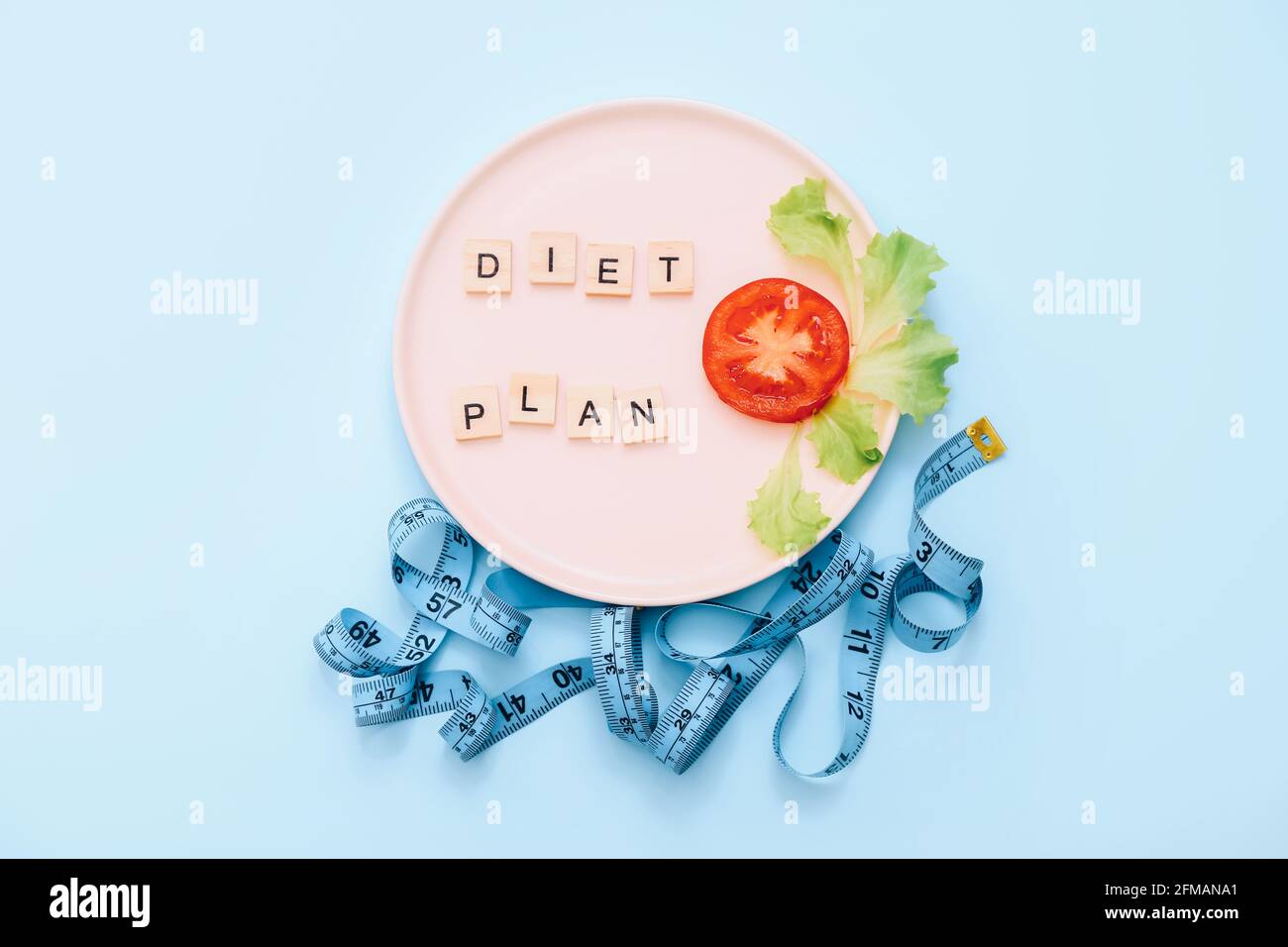 Diet and weight loss concept. View from above. Flat lay Stock Photo