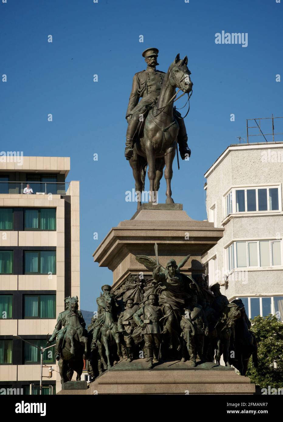 Bronze statue of Tsar Alexander II of Russia on horseback. The monument to the liberators, Sofia, Bulgaria. Stock Photo
