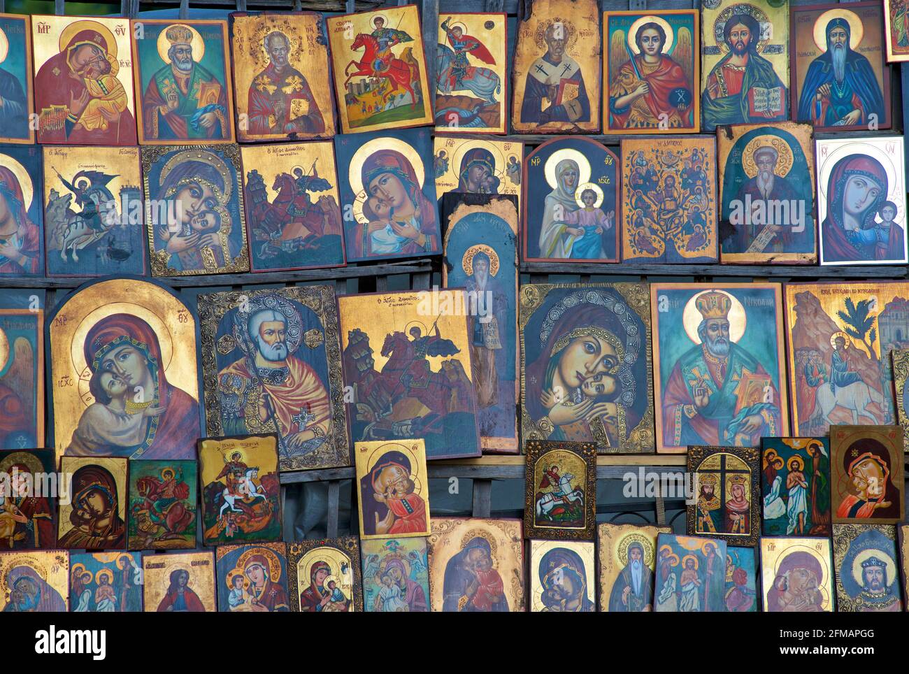 Tourist and religious souvenirs. Painted orthodox Christian icons for ...