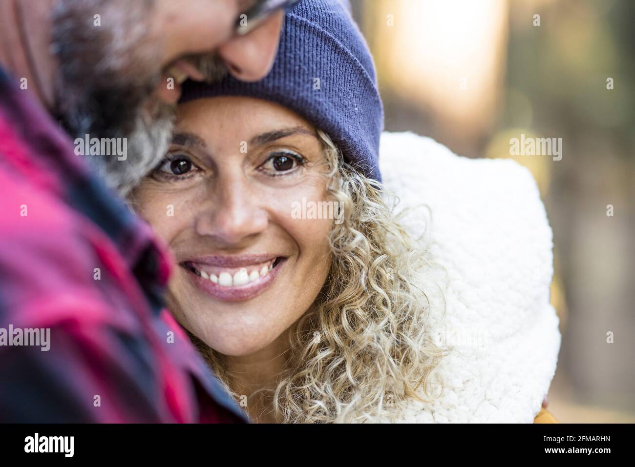 Pretty woman kissing man beard hi-res stock photography and images - Alamy