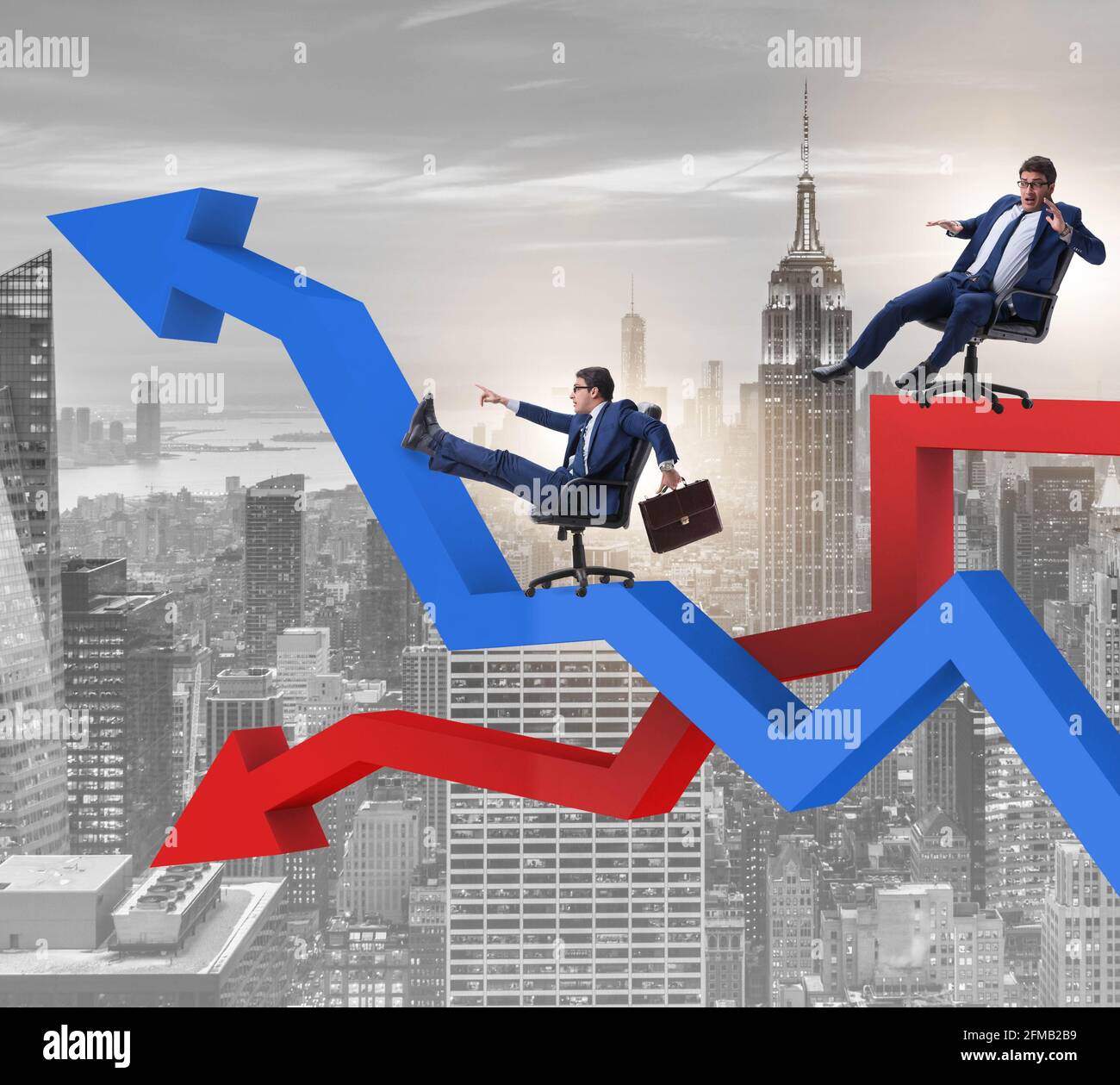 The growth and decline concept with businessmen Stock Photo - Alamy