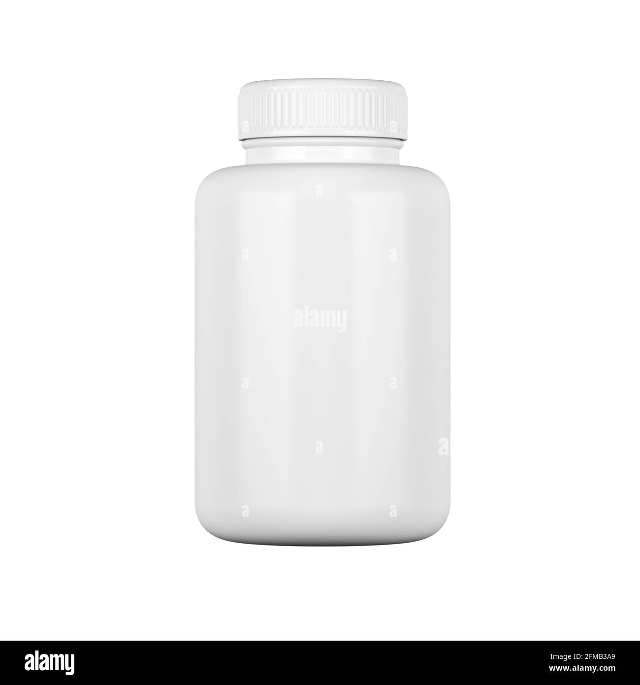 White plastic medicine bottle isolated on white background. Supplement