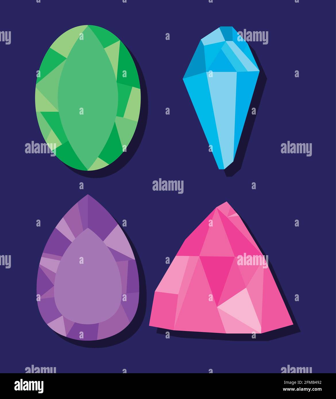 icon set of colorful gemstones Stock Vector