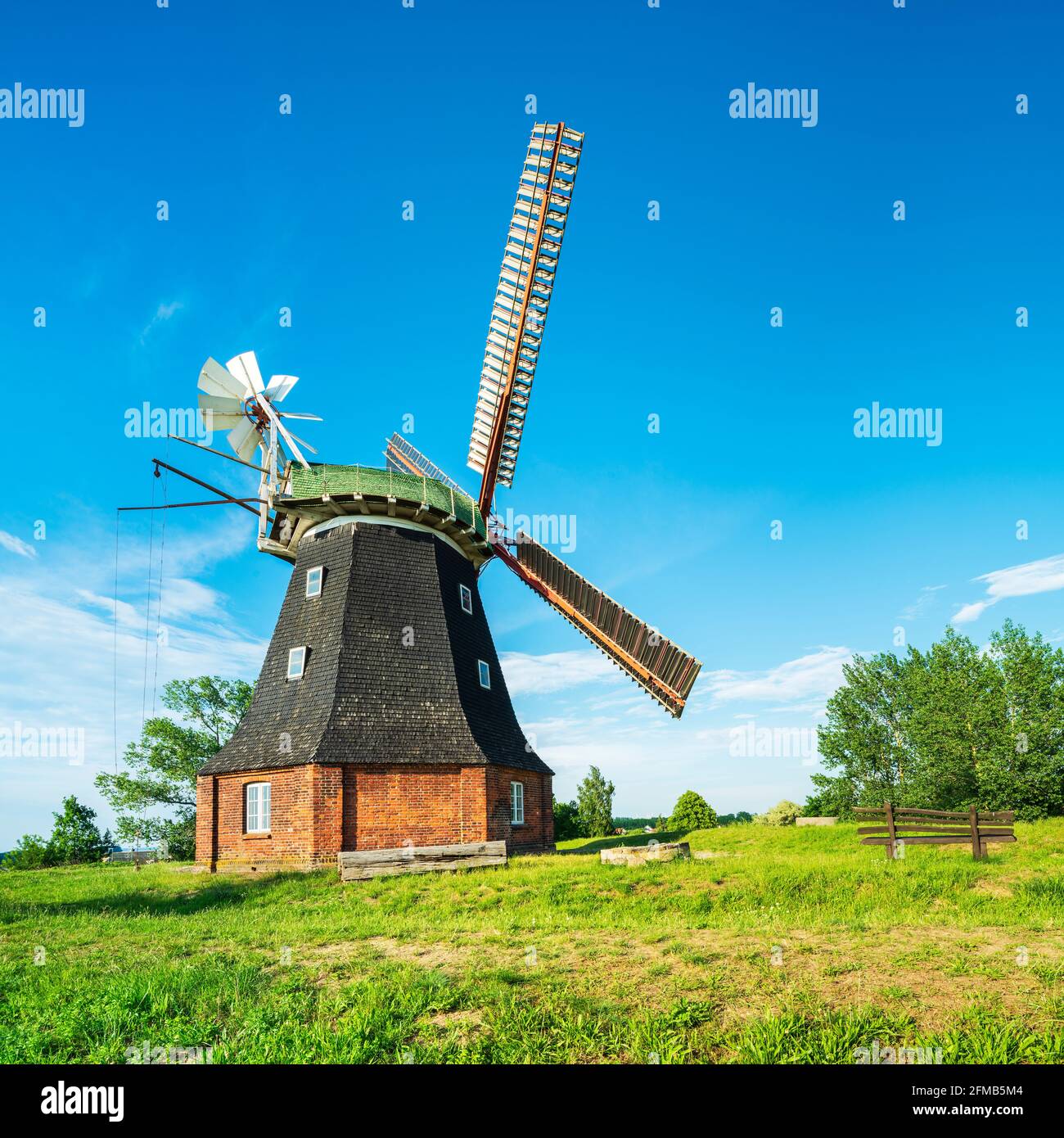 Germany, Mecklenburg-Western Pomerania, Stove, Boiensdorf, Am Salzhaff, Dutch windmill Stock Photo