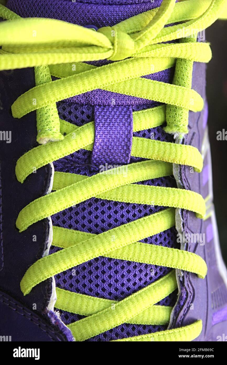Purple and Yellow Athletic Shoe Stock Photo Alamy