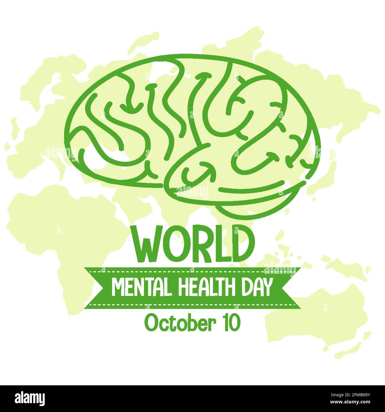 World Mental Health Day banner or logo isolated on white background ...