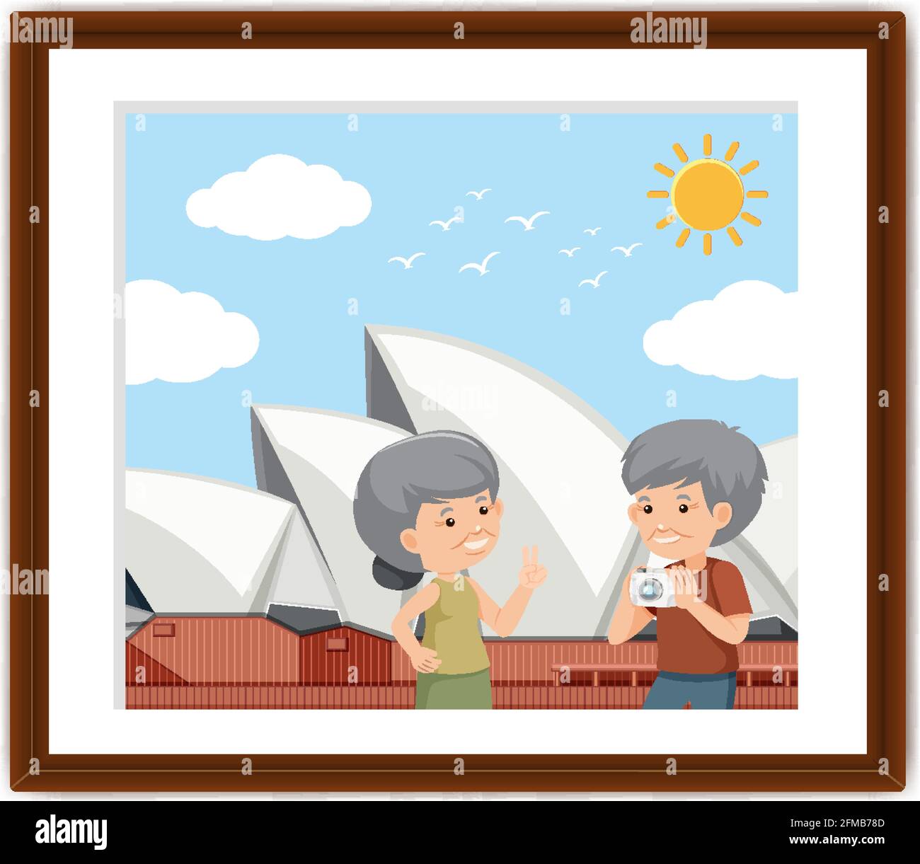 A picture frame with old couple travelling at Sydney illustration Stock Vector Image & Art Alamy
