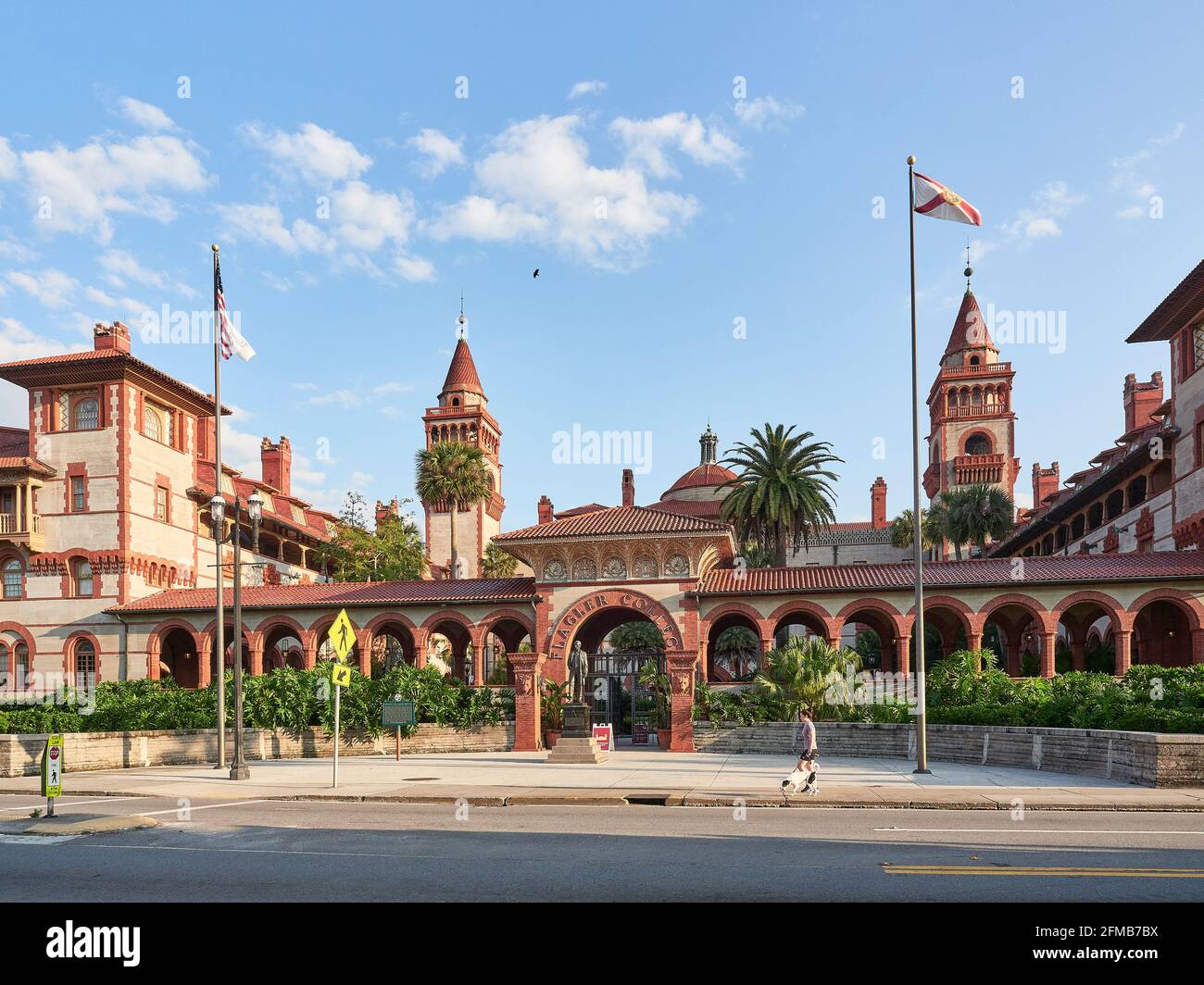 Front exterior entrance to Flagler College campus or university in St Augustine Florida, USA. Stock Photo