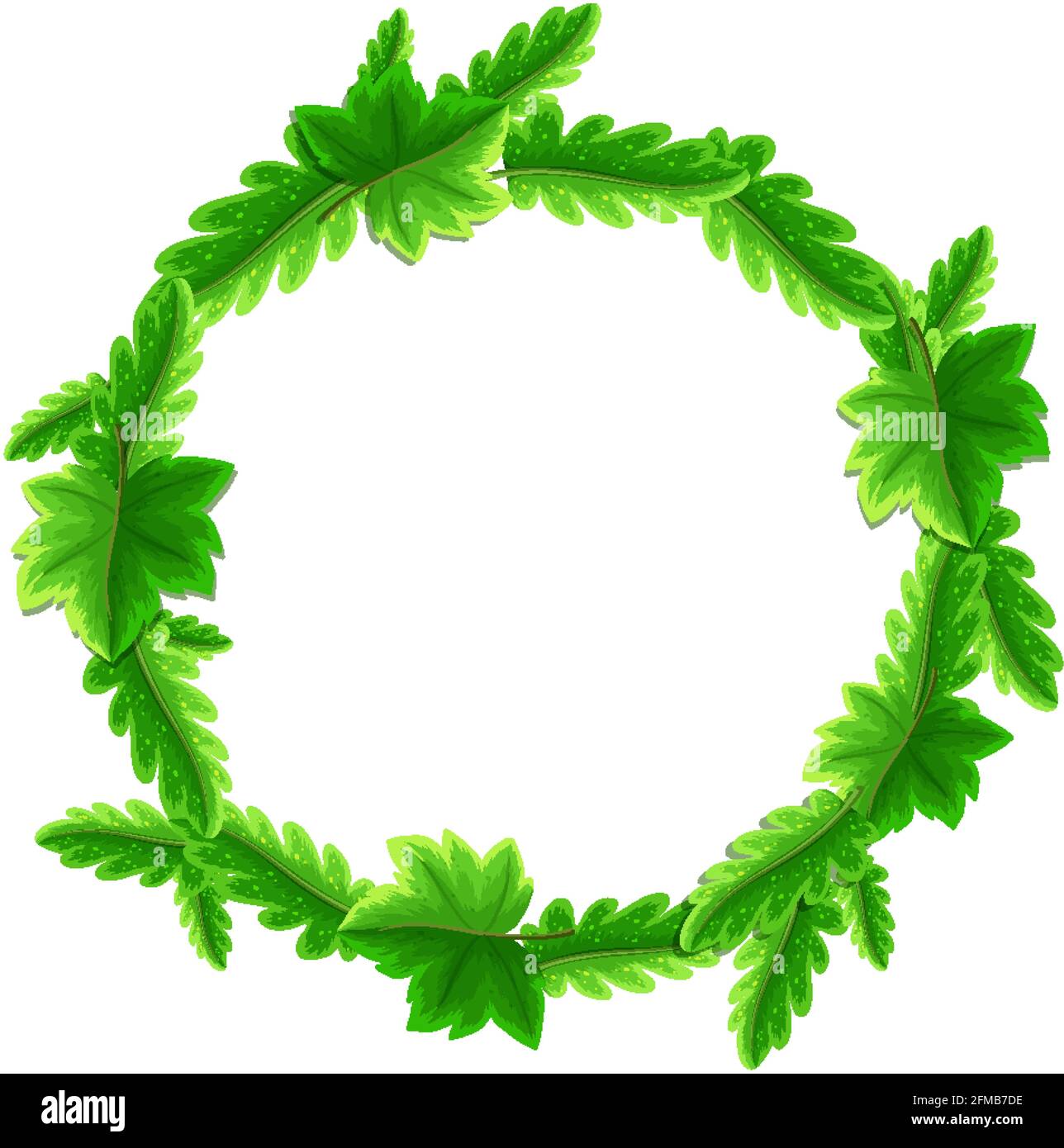 Round tropical leaves frame template illustration Stock Vector Image ...