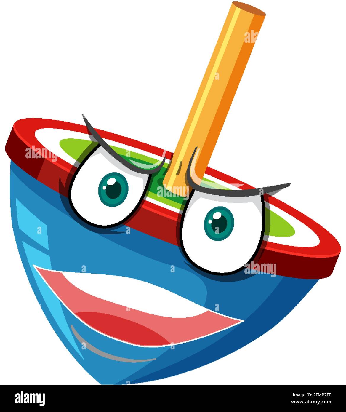 Spinning top cartoon character with facial expression illustration