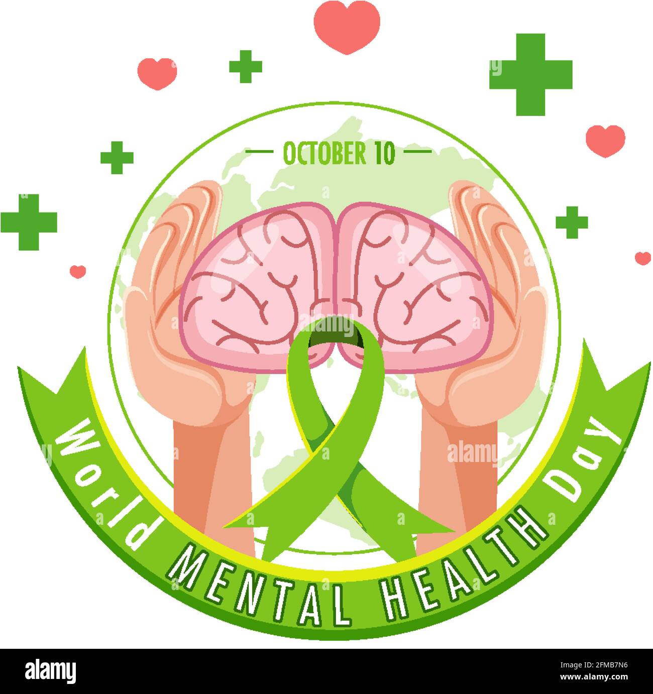 World Mental Health Day banner or logo isolated on white background ...