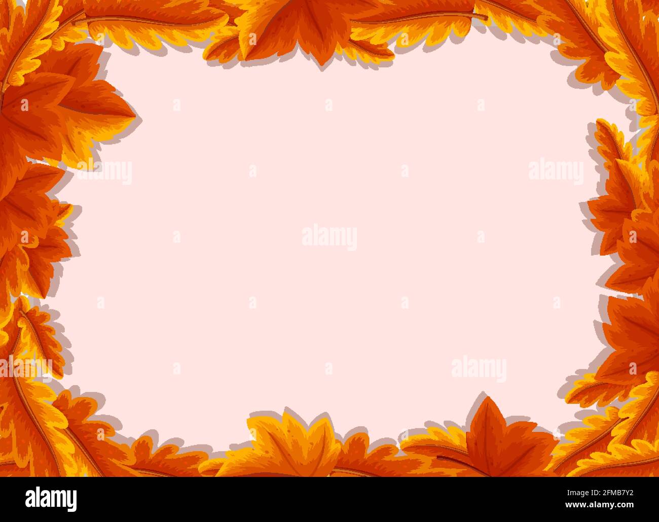 Empty background with autumn leaves frame template illustration Stock ...