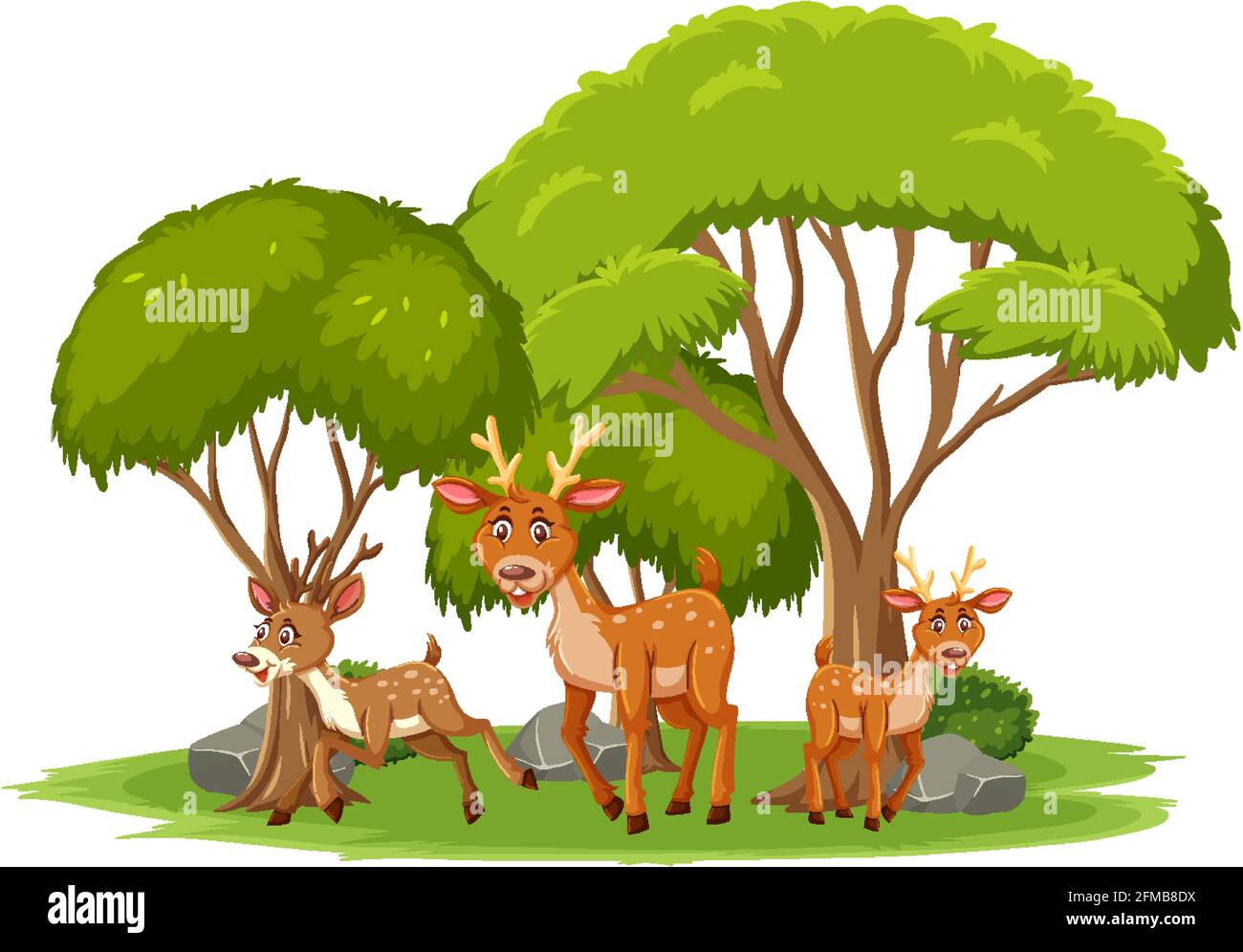 Isolated scene with many deers illustration Stock Vector Image & Art ...