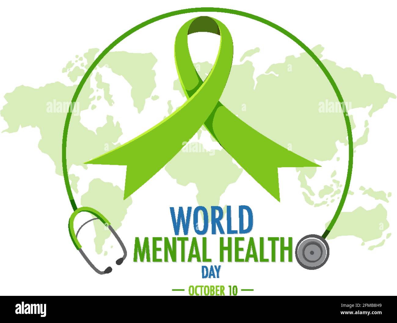 World Mental Health Day banner or logo isolated on white background ...