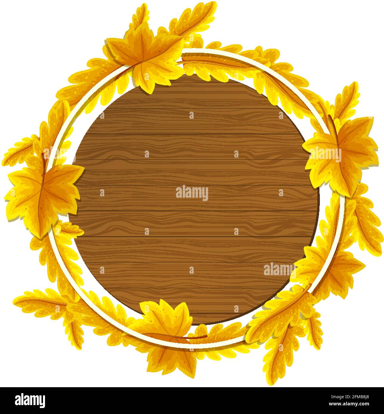 Round autumn leaves frame template illustration Stock Vector Image ...