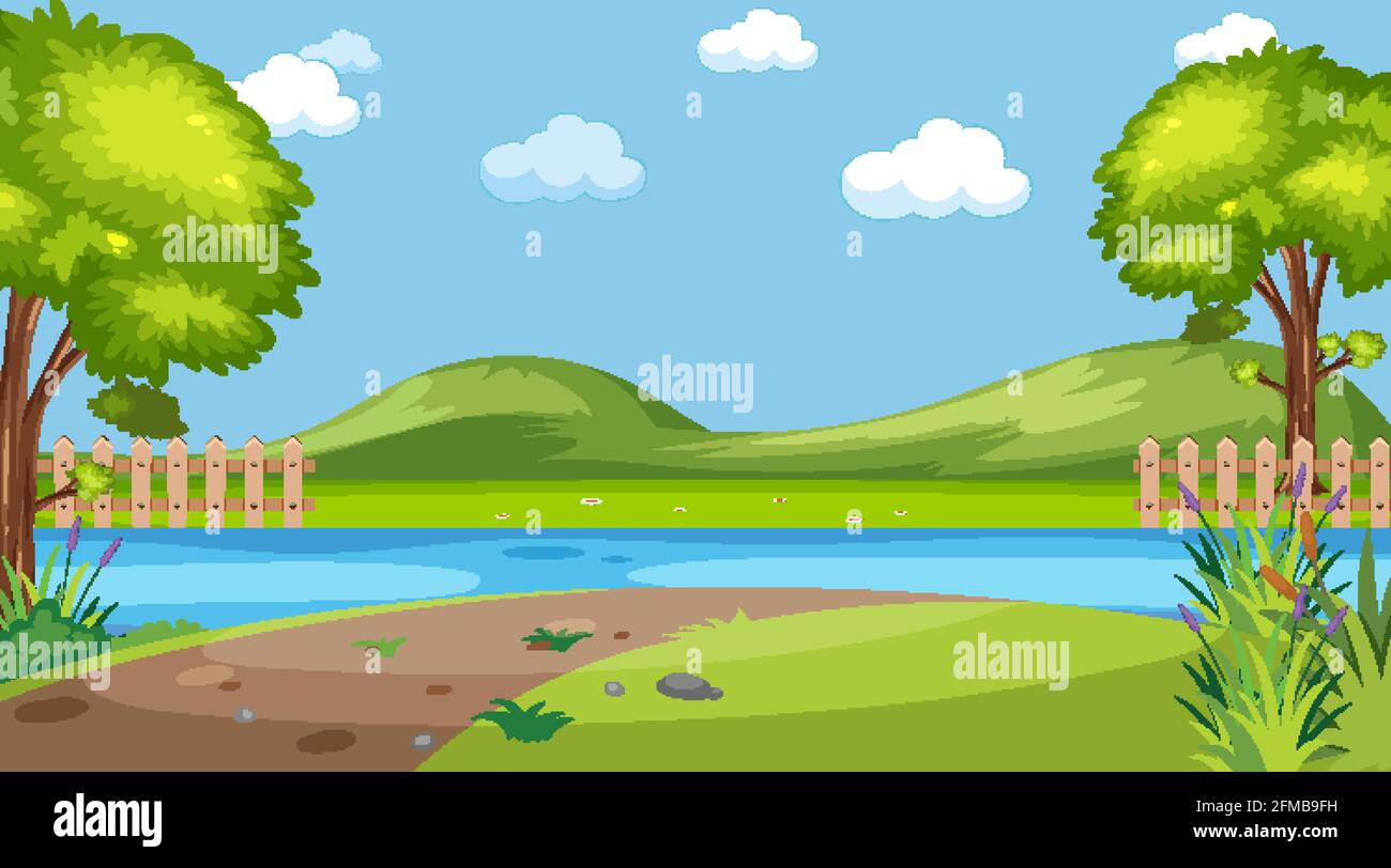 Blank landscape in nature park scene illustration Stock Vector Image ...