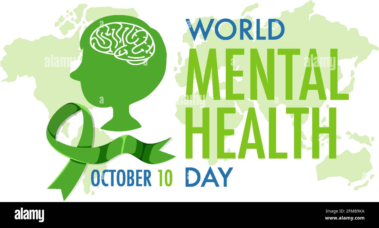 World Mental Health Day banner or logo isolated on white background ...