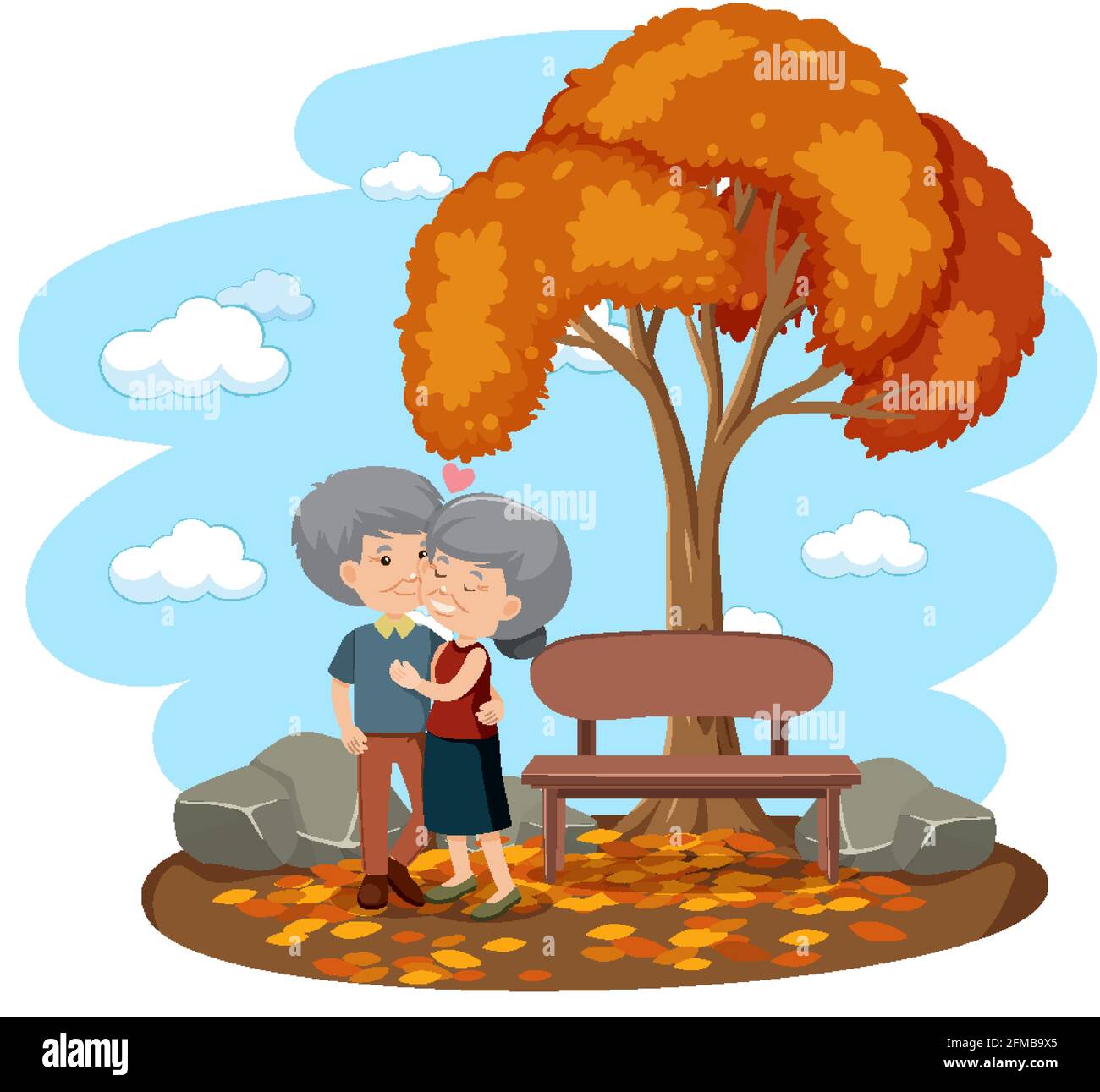 Old couple in love in the park isolated illustration Stock Vector Image ...