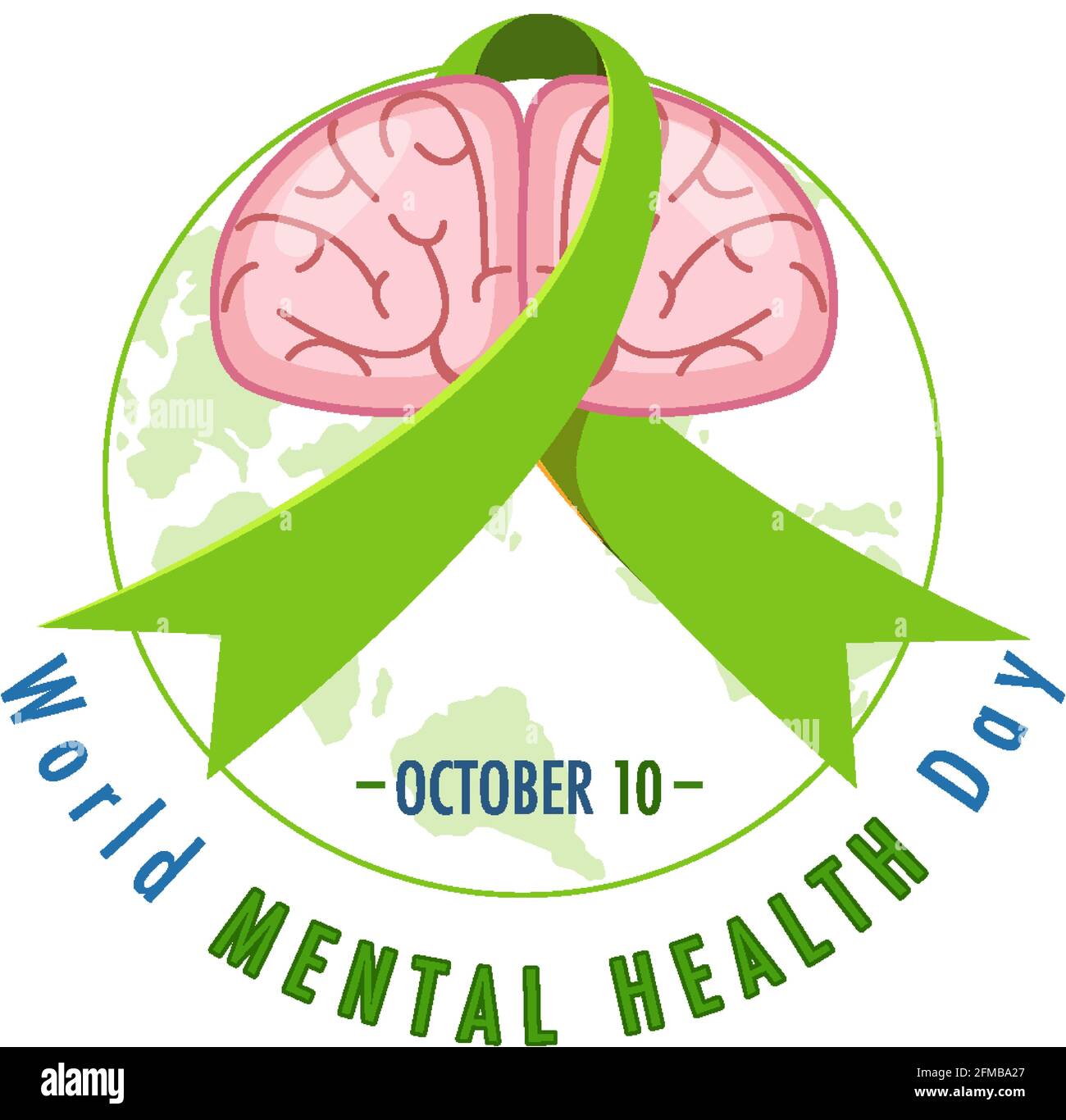 World Mental Health Day banner or logo isolated on white background ...