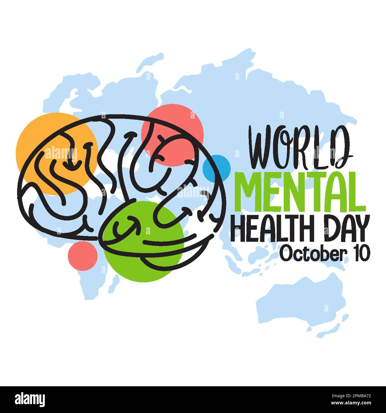 World Mental Health Day banner or logo isolated on white background