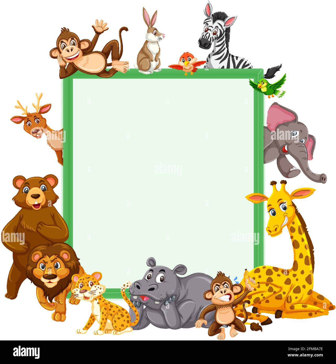 Empty banner with many different wild animals illustration Stock Vector ...
