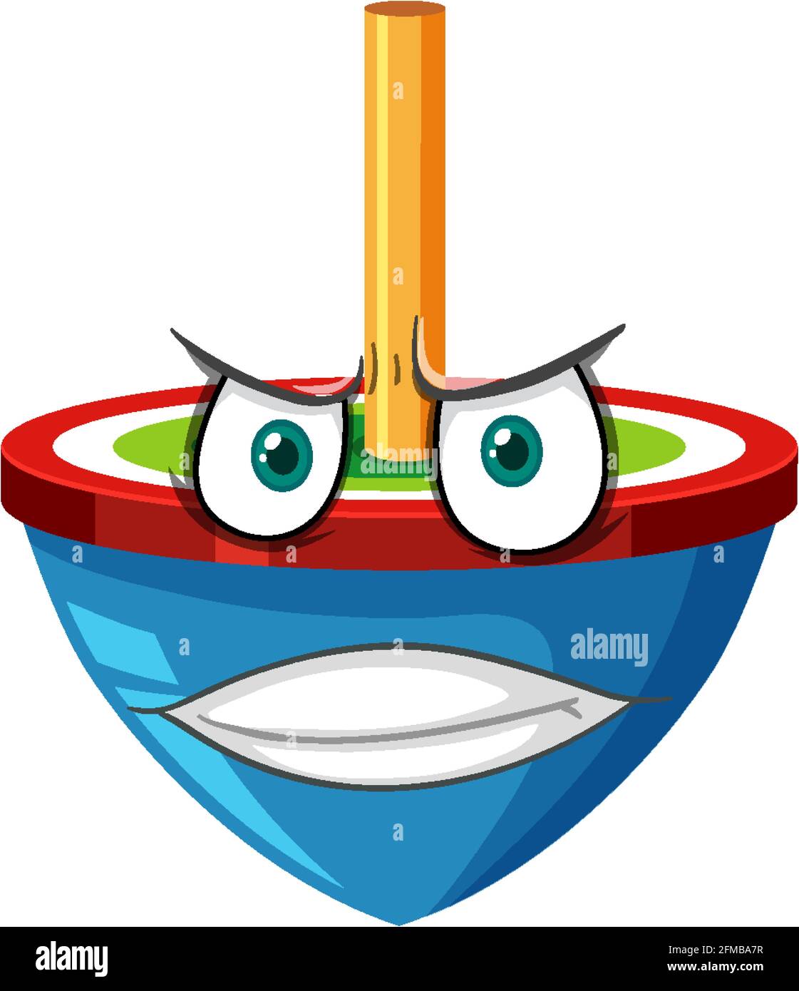 Spinning top cartoon character with facial expression illustration