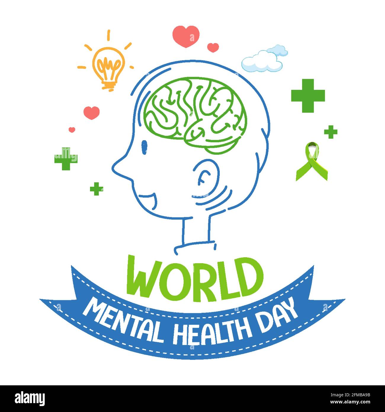 World Mental Health Day banner or logo isolated on white background ...