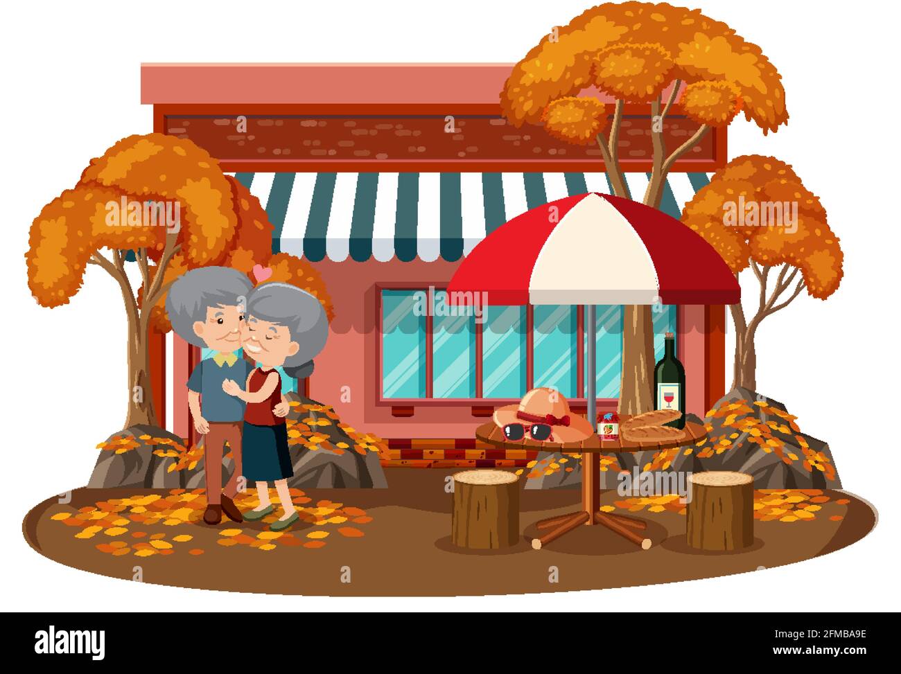 Old couple in the park on white background illustration Stock Vector ...