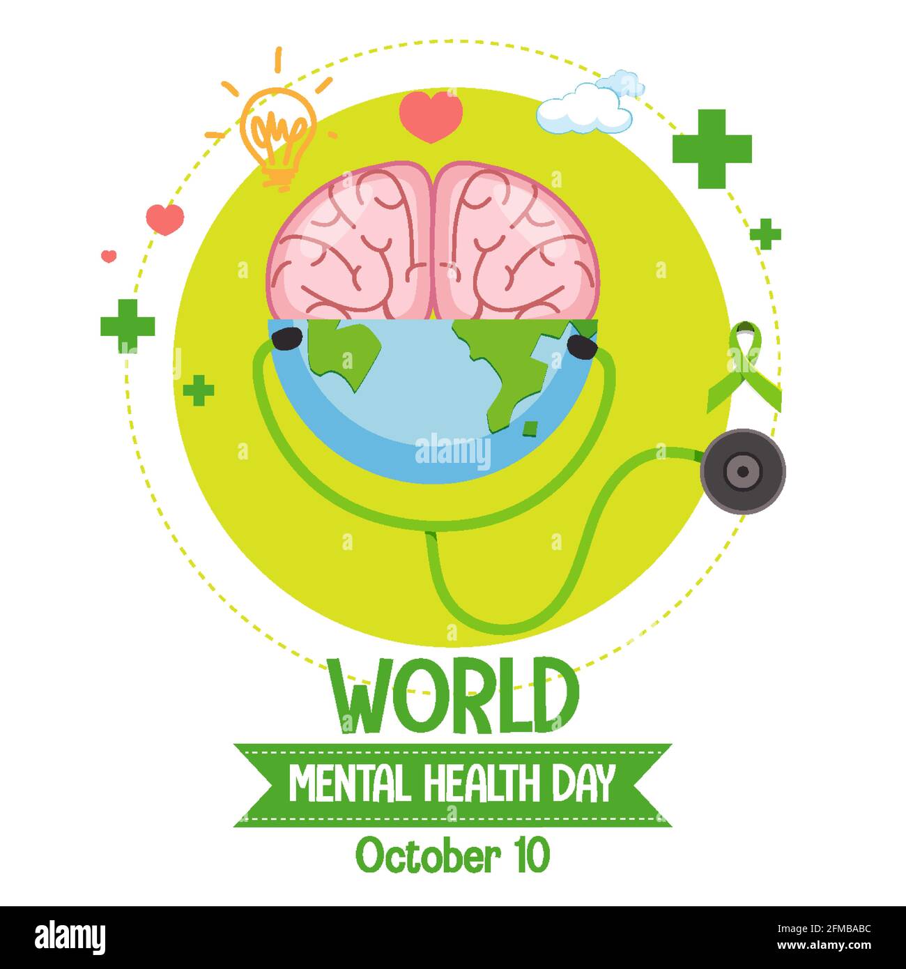 World Mental Health Day banner or logo isolated on white background ...