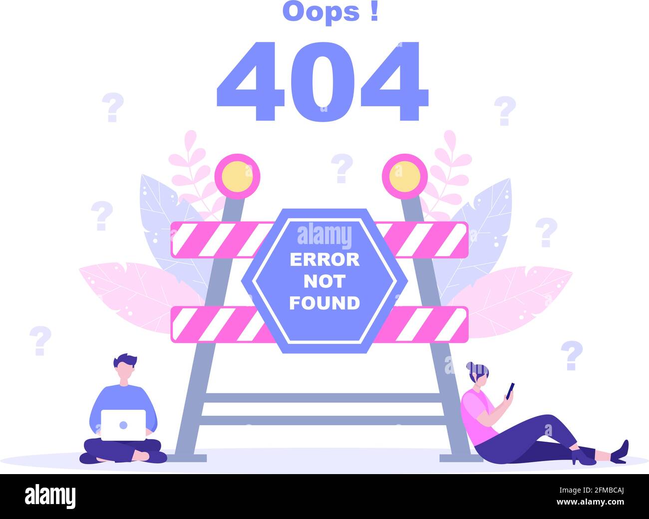 404 Error And Page Not Found Vector Illustration. Lost Connect Problem, Warning Sign, Or Site Breakdown. Landing Page Template Stock Vector