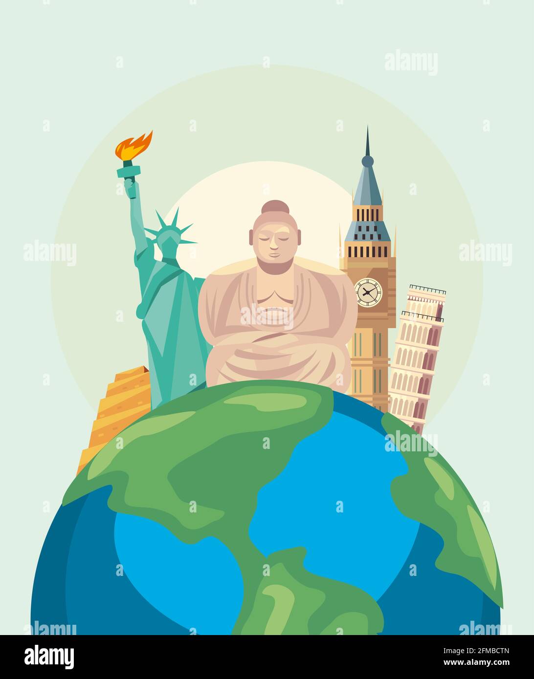 Landmarks and travel icon set on world Stock Vector Image & Art - Alamy