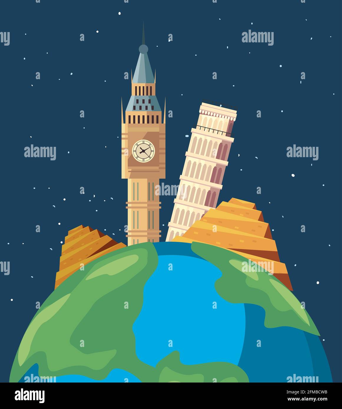 Landmarks and travel icon collection on world Stock Vector Image & Art ...