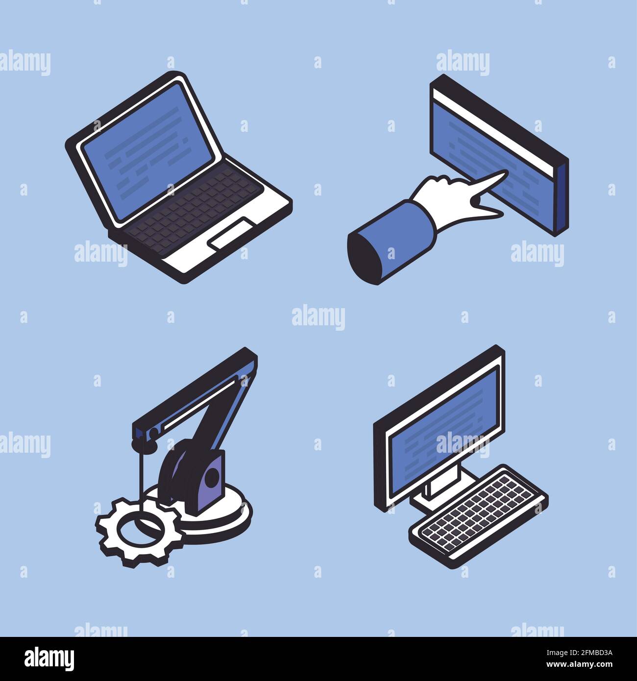 Isometric web development and technology icon collection Stock Vector ...