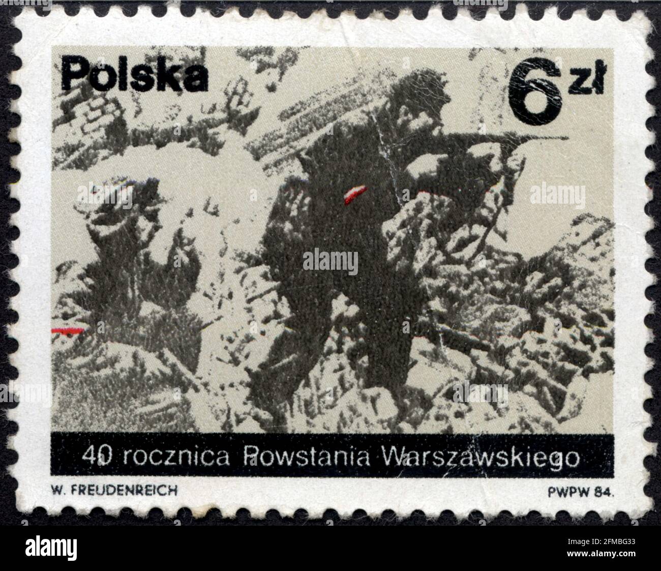 timbre polska 40 rocznica powstania warszawskiego,1984.6 zl. Stock Photo