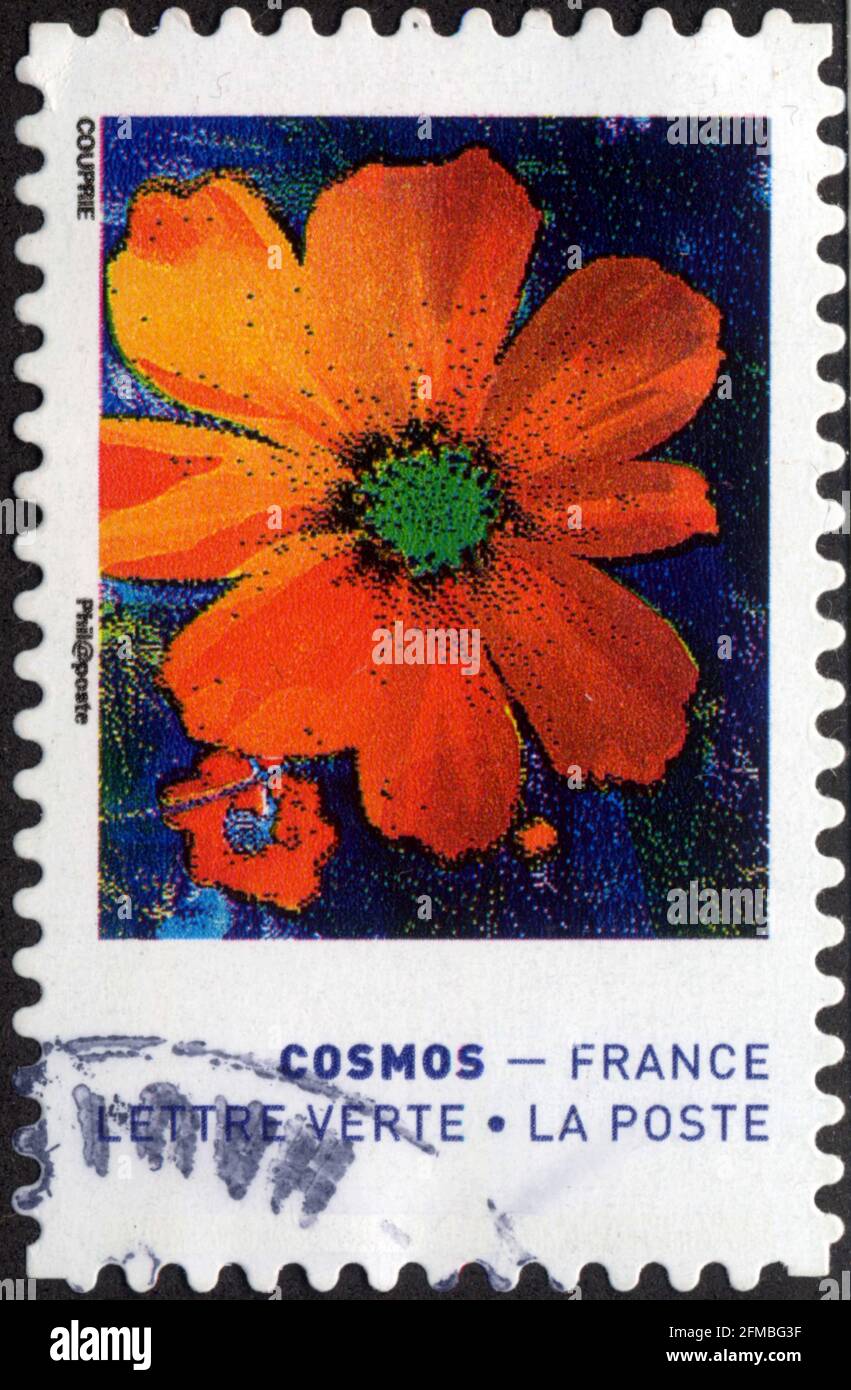 Timbre Cosmos France,  Lettre verte,  La Poste Stock Photo