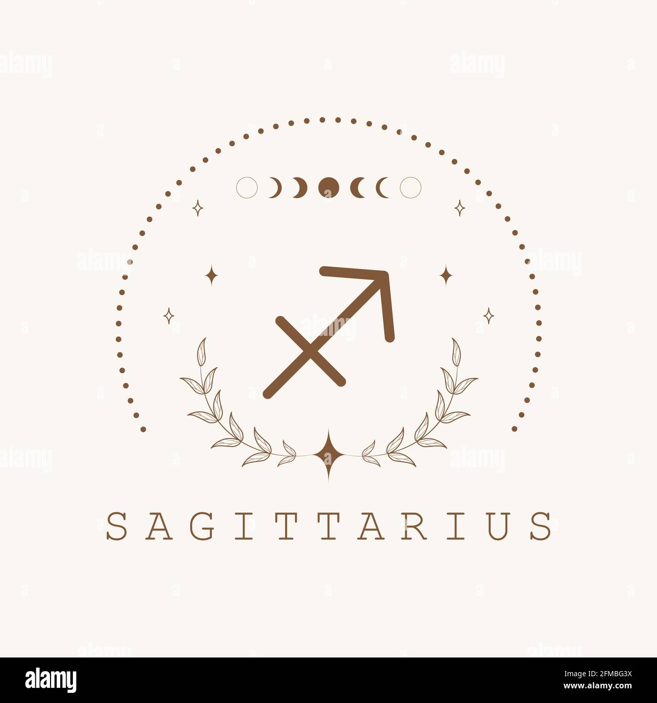 Sagittarius. Zodiac sign in boho style. Astrological icon isolated on ...