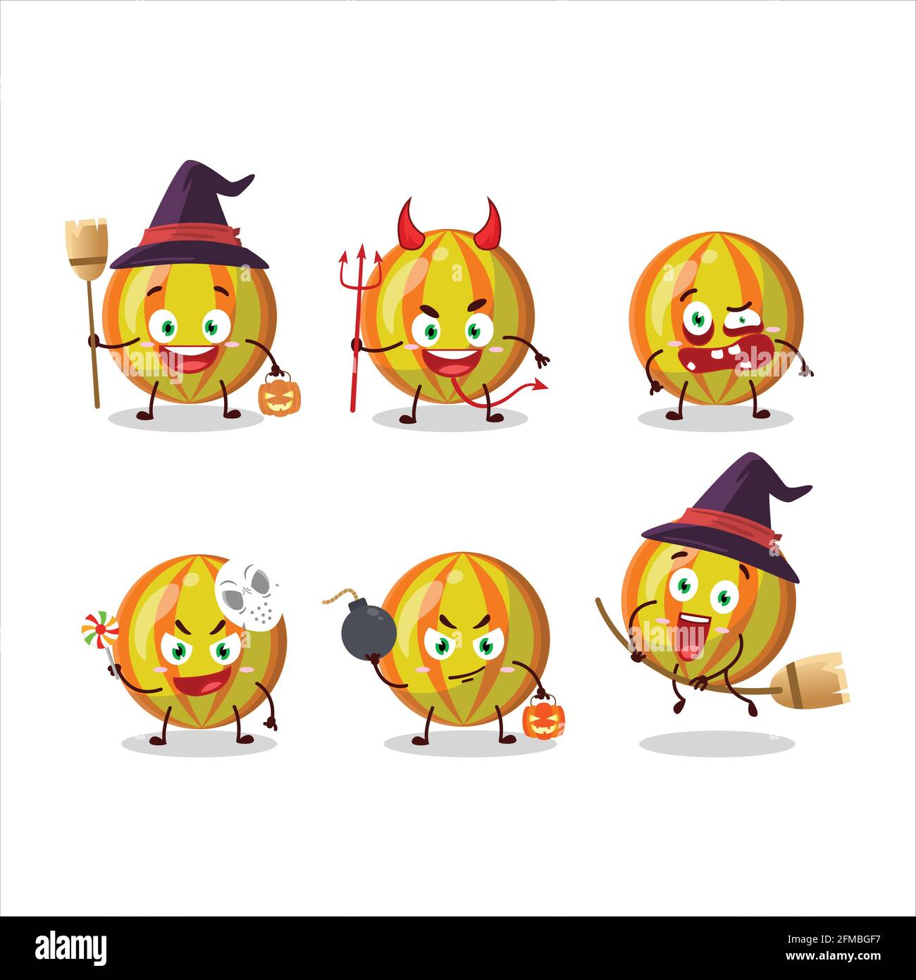 Halloween expression emoticons with cartoon character of yellow candy ...