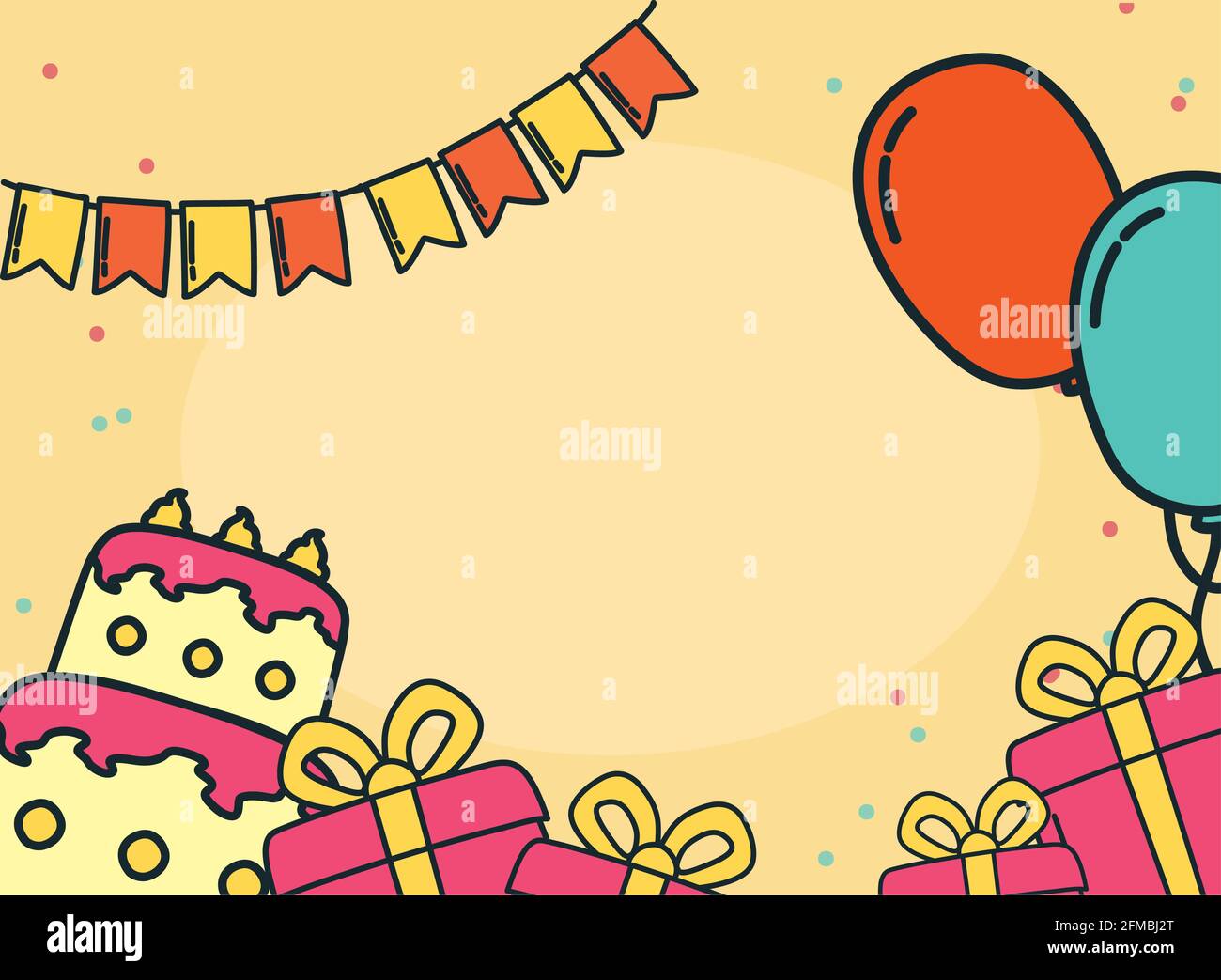 happy birthday cake gifts and balloons Stock Vector Image & Art - Alamy
