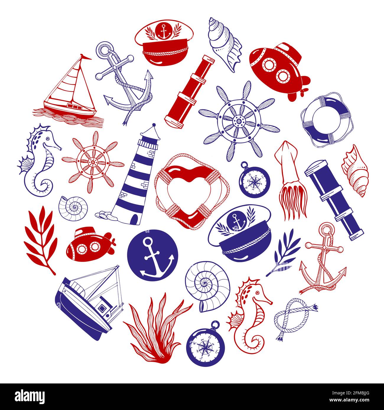 Set of nautical icons Stock Vector