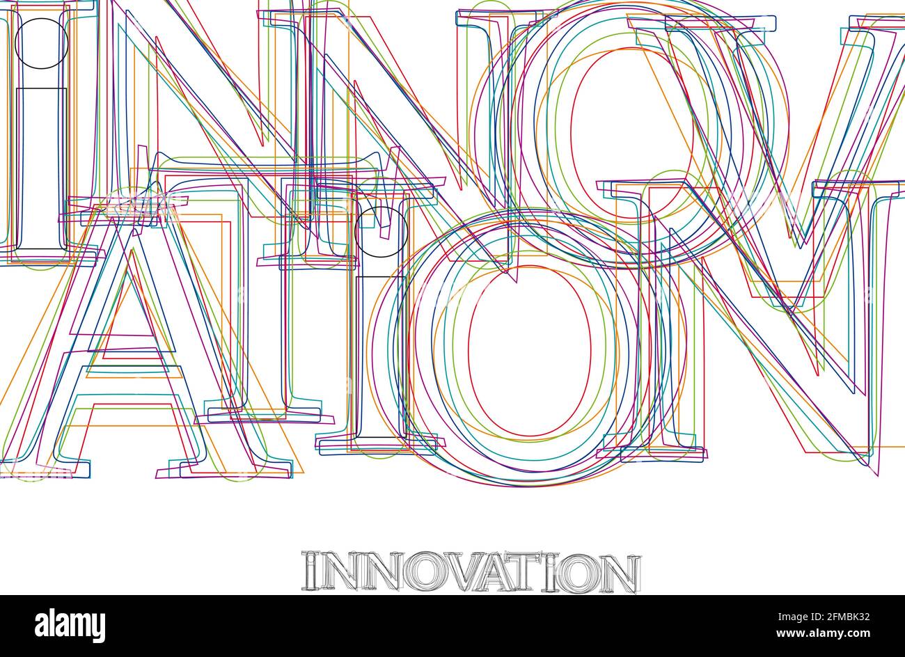Vector word Innovation, made with colorful lines in confusion Stock ...