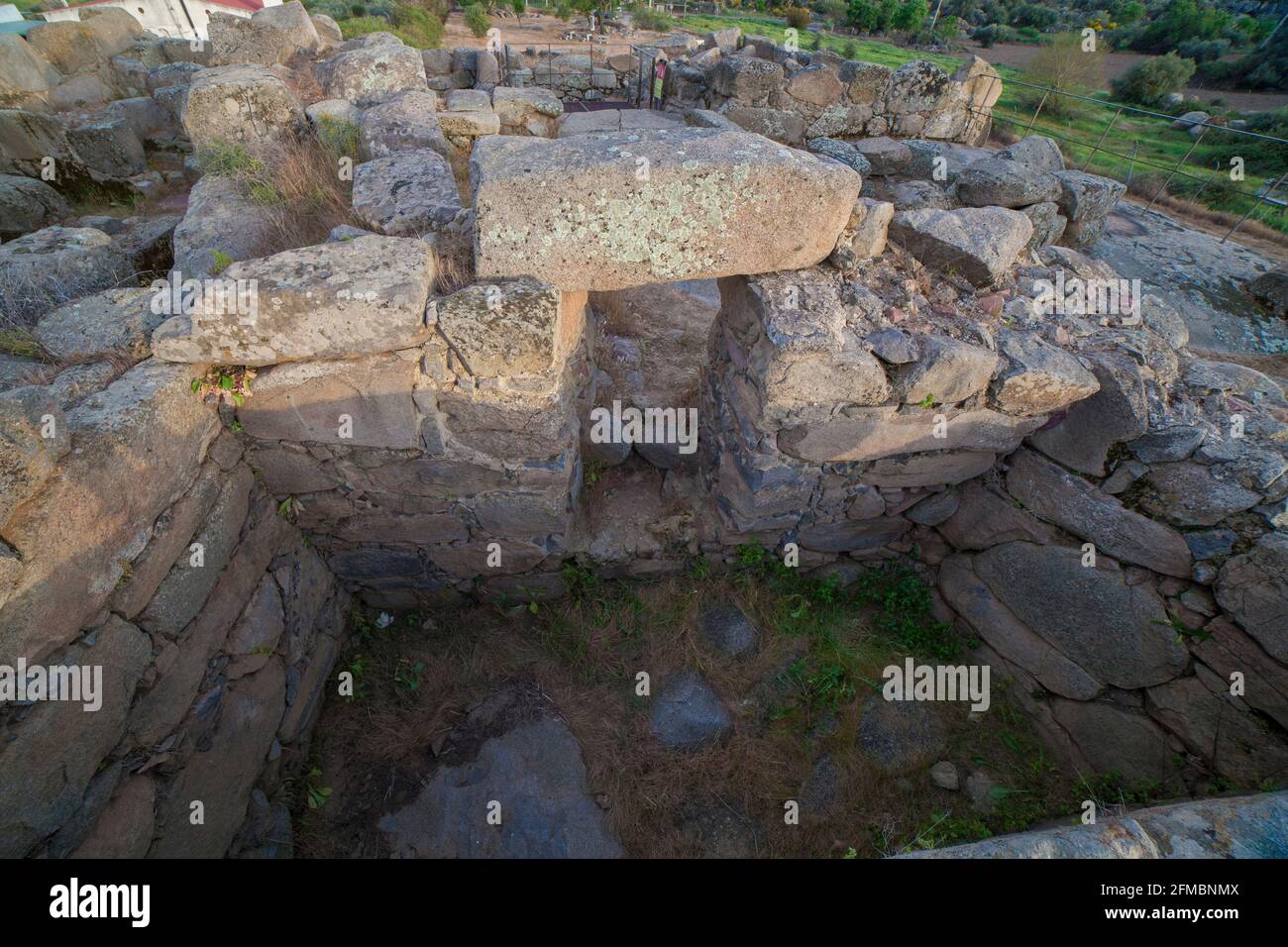 Hijovejo archaeological site. Main chamber. Fortified roman enclosure on top granite scree. Quintana de la Serena, Extremadura, Spain Stock Photo