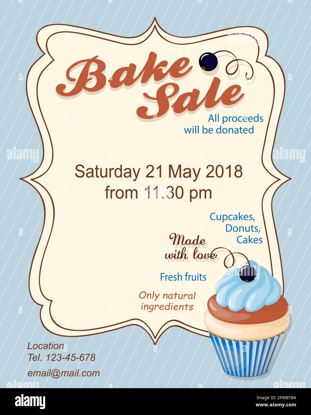 Colorful flyer template for bake sale promotion or banner for shop