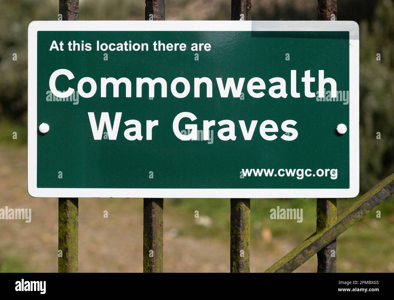 Close of of Commonwealth War Graves sign notice, Orford, Suffolk, England, UK Stock Photo