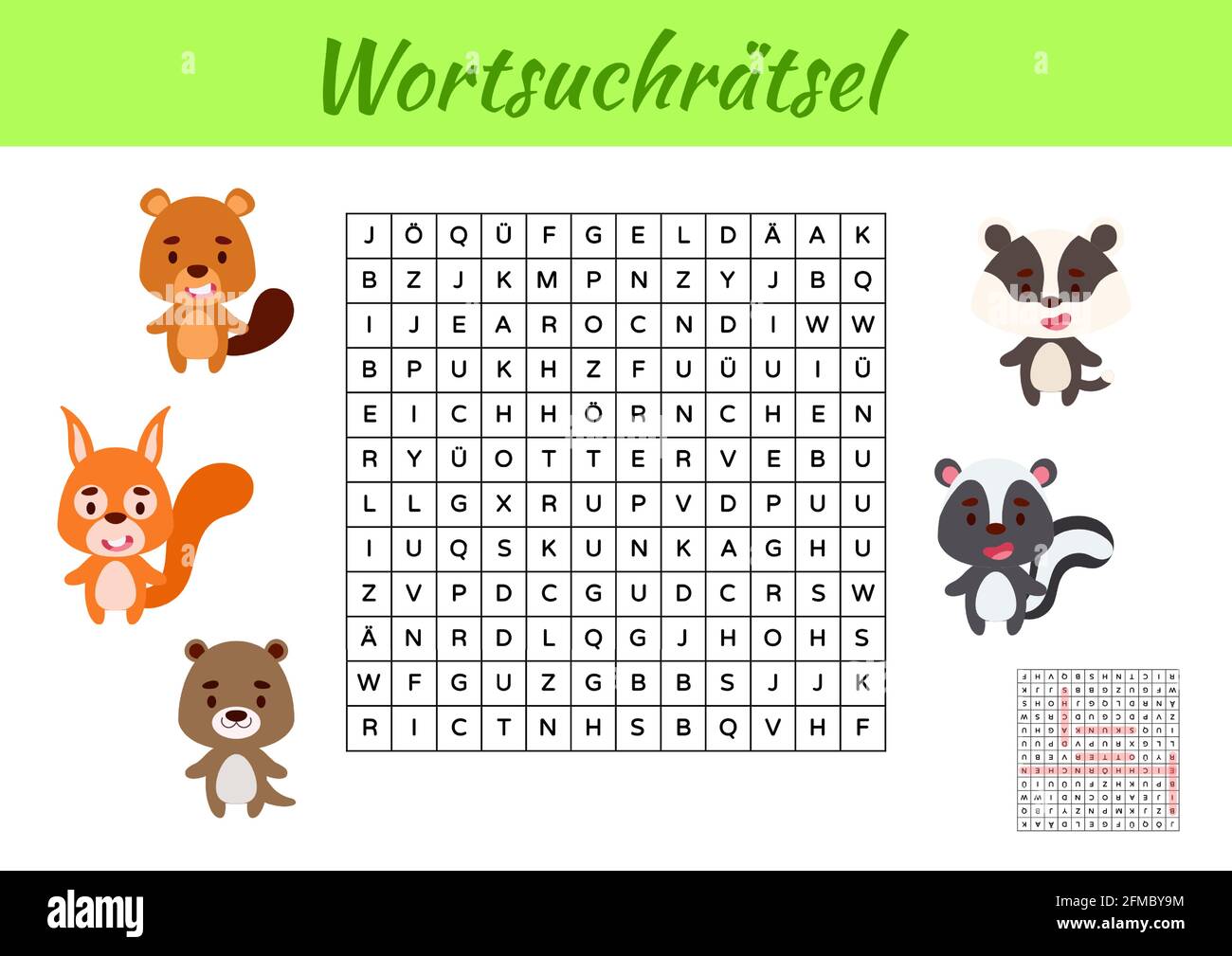 wortsuchratsel word search puzzle kids activity worksheet colorful printable version educational game for study german words includes answers ve stock vector image art alamy
